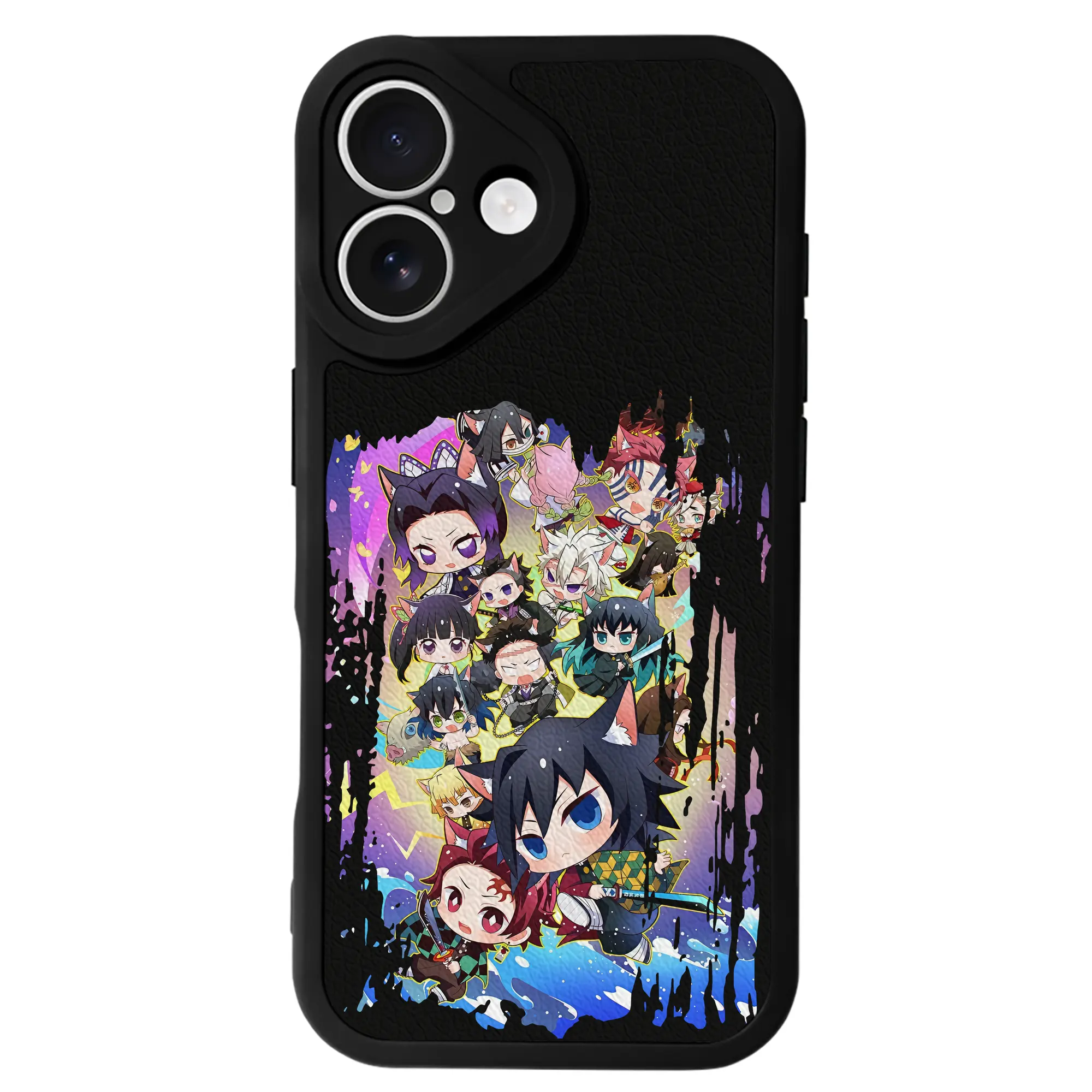 鬼滅の刃 グッズ,胡蝶 しのぶ - IPhone 16シリーズ対応 ・ シリコンスマホケース ・ レザー調 ・ 高精度フィット ・ 耐衝撃 ・ ワイヤレス充電対応 ・ 精密カット